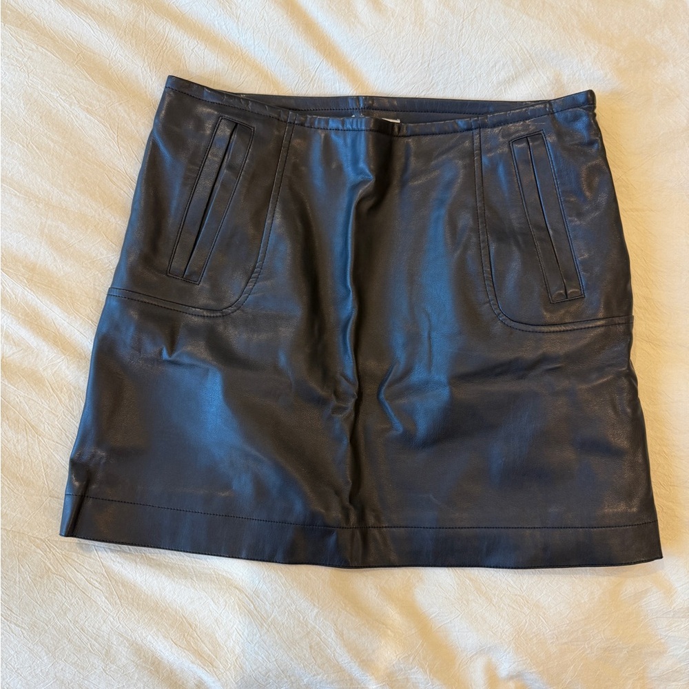 H&M Black Faux Leather Mini Skirt